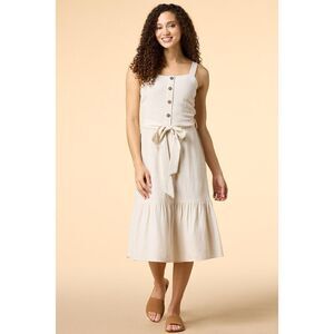 Monteau Los Angeles America`s Sweetheart Linen Blend Sleeveless Midi Dress XS
